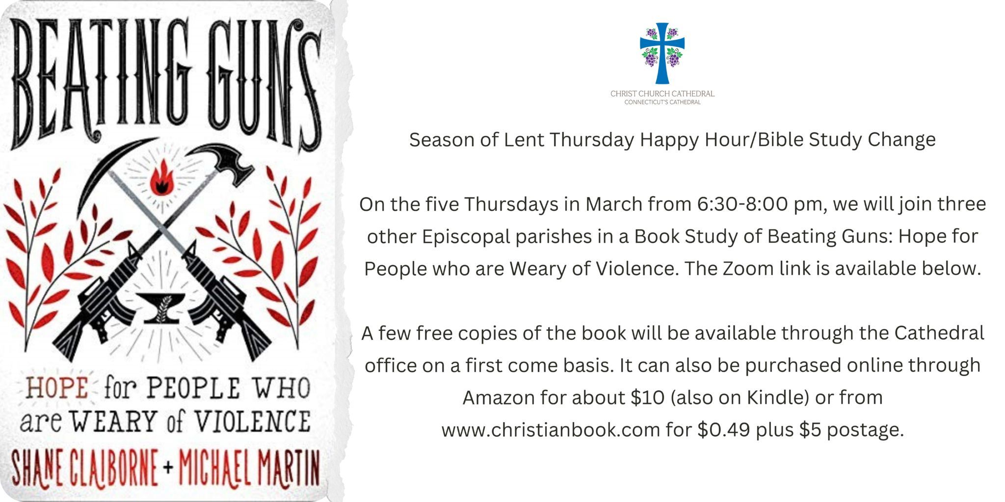 Season of Lent Thursday Happy Hour/Bible Study Change