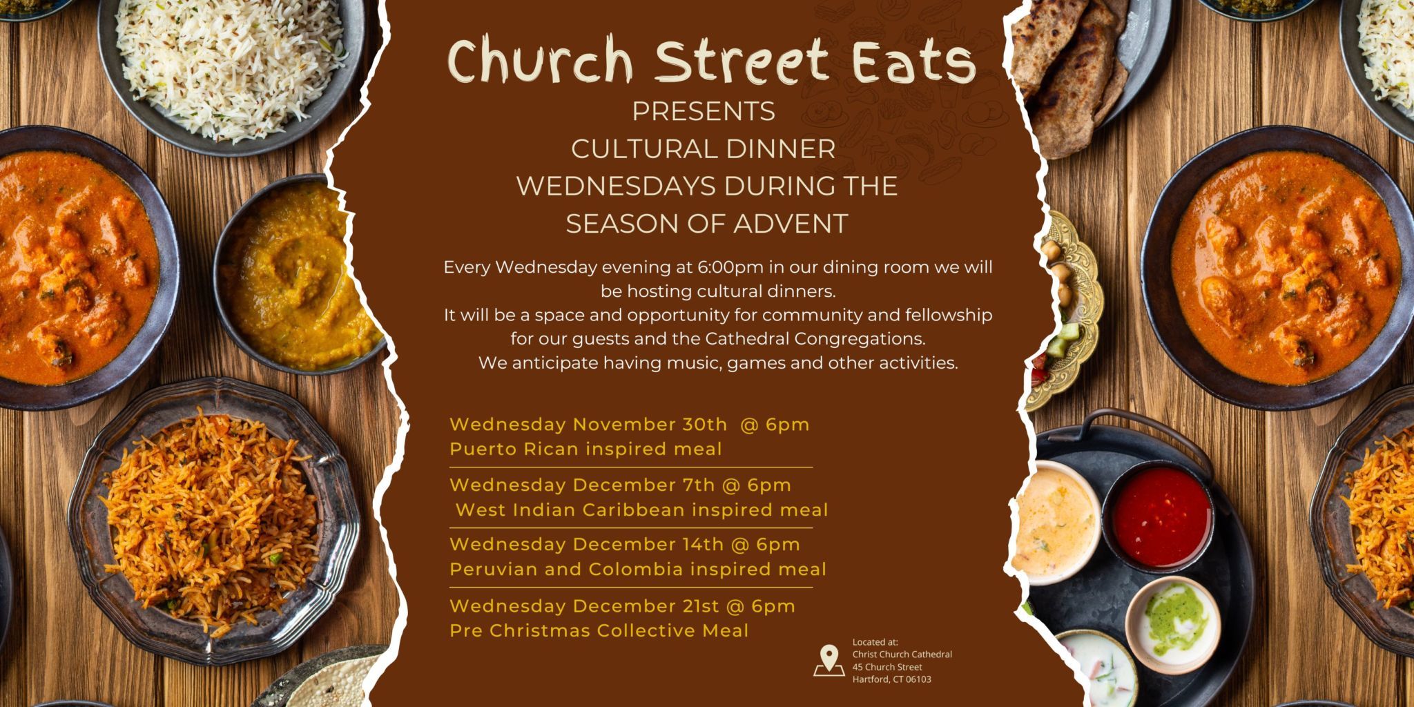 Church Street Eats ~ cultural dinner Wednesdays during the season of advent